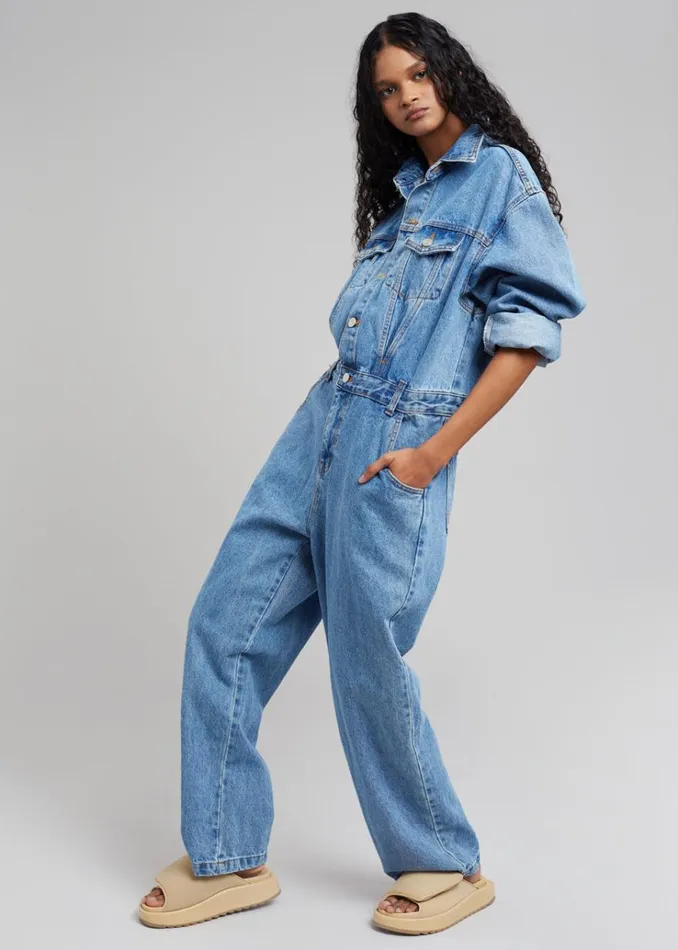 The Frankie Shop Jas Denim Jumpsuit 8211 Dark Indigo Women Jumpsuits