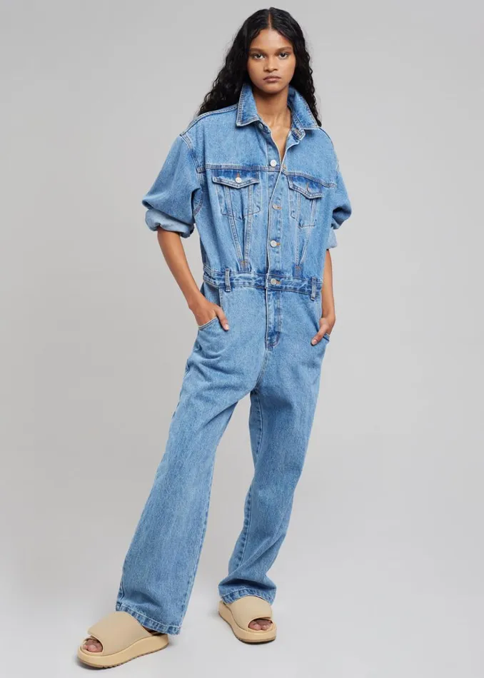 The Frankie Shop Jas Denim Jumpsuit 8211 Dark Indigo Women Jumpsuits