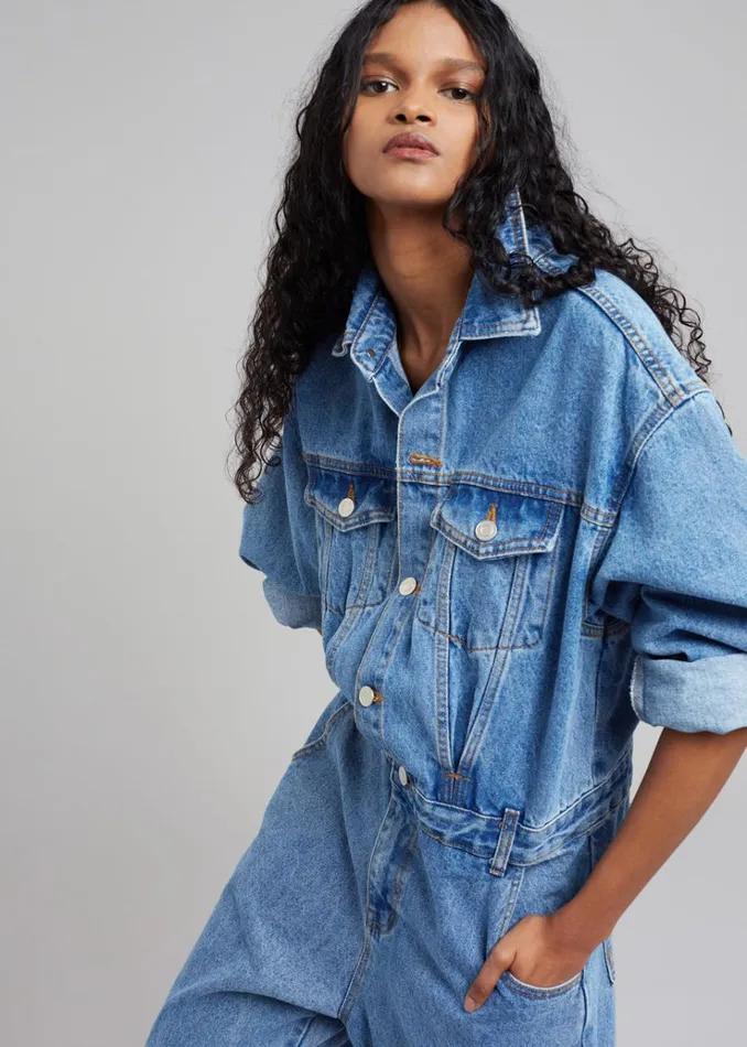 The Frankie Shop Jas Denim Jumpsuit 8211 Dark Indigo Women Jumpsuits