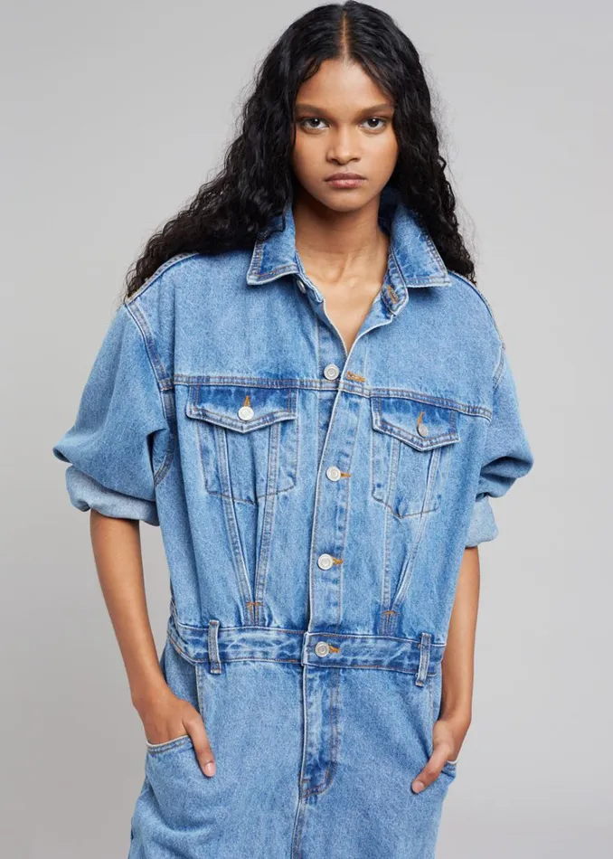 The Frankie Shop Jas Denim Jumpsuit 8211 Dark Indigo Women Jumpsuits