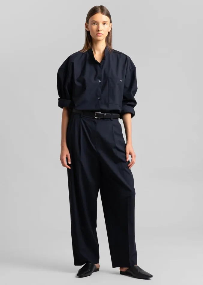 The Frankie Shop Jour Pleated Pants 8211 Deep Navy Women Clothing