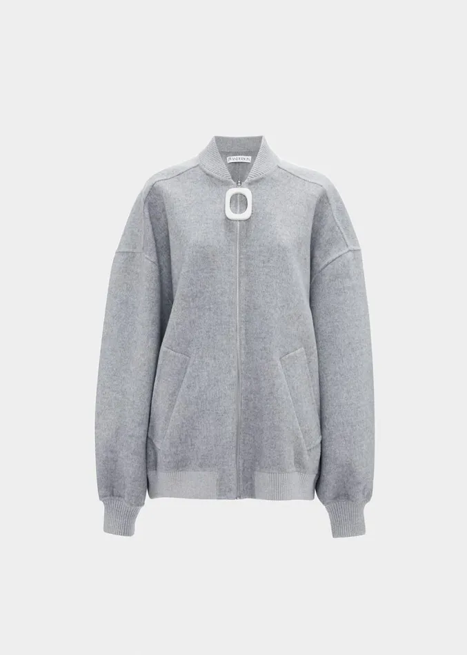 The Frankie Shop JW Anderson Oversized Wool Bomber Jacket 8211 Grey Melange Women Outerwear