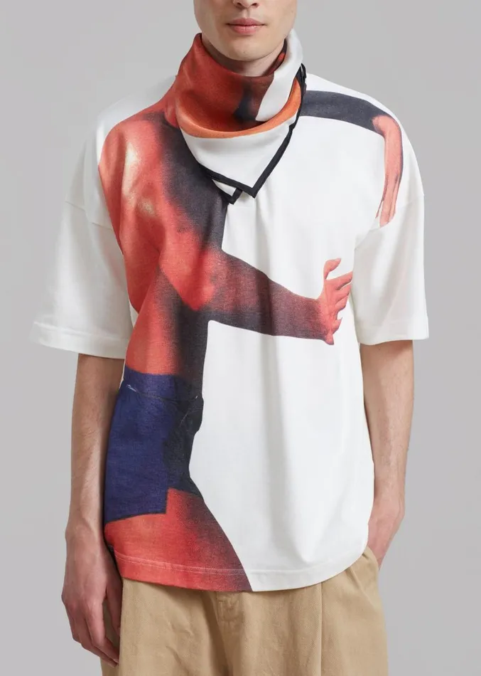 The Frankie Shop JW Anderson Profile Stud Printed Polo Shirt 8211 Off White Men Clothing
