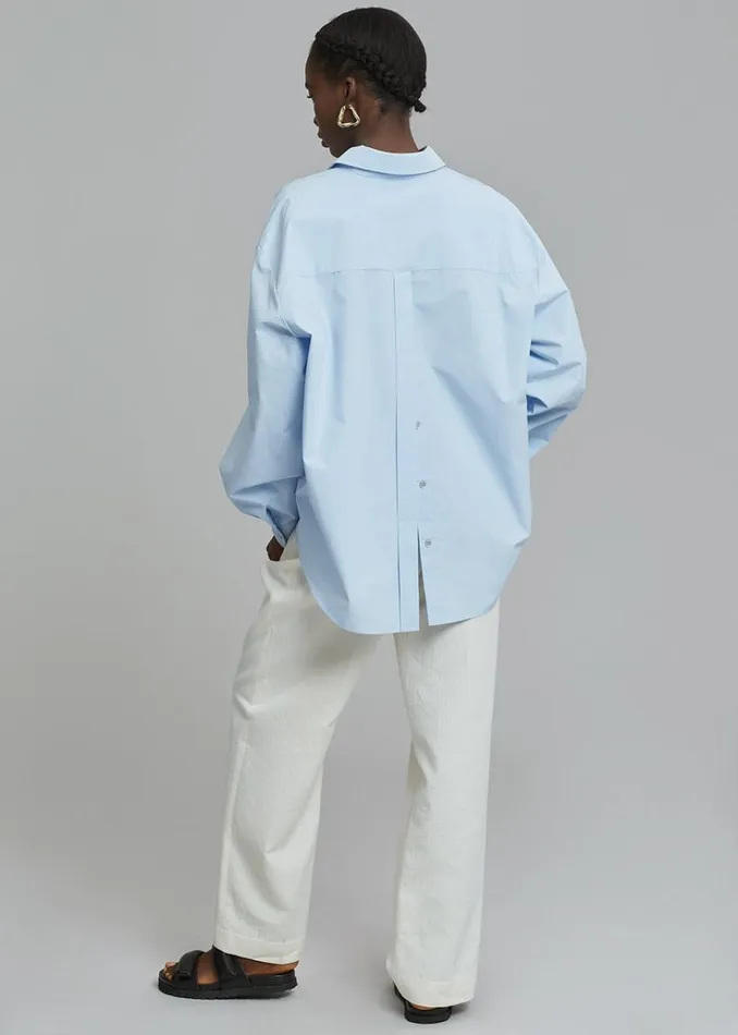 The Frankie Shop Kae Button Back Shirt 8211 Sky Women Tops