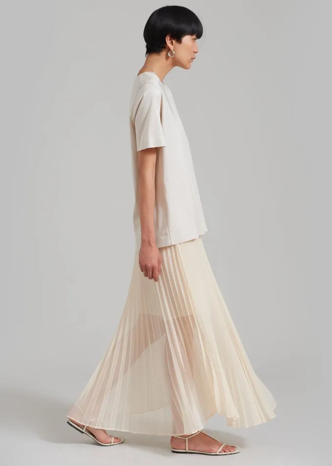 The Frankie Shop Kaya Pleated Maxi Skirt 8211 Beige Women Clothing