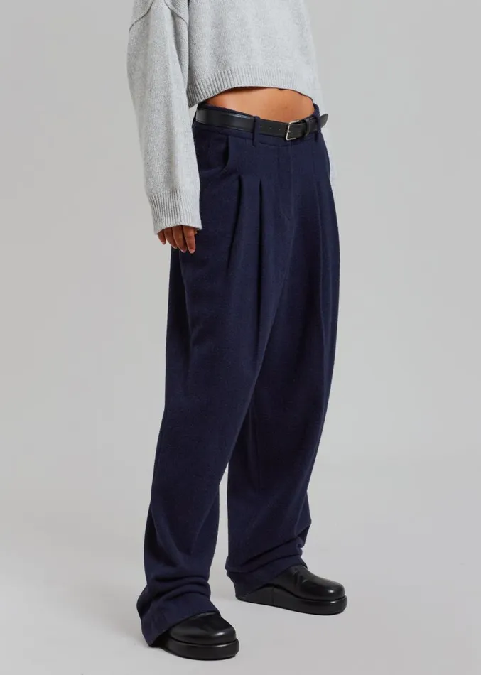 The Frankie Shop Layton Wool Suit Pants 8211 Navy Women Clothing