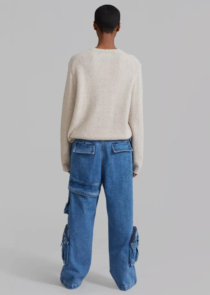 The Frankie Shop Lenny Cargo Jeans 8211 Blue Denim Women Denim