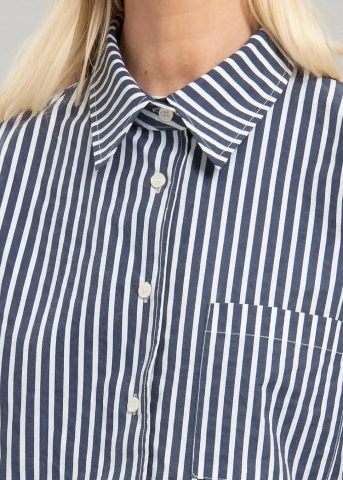 The Frankie Shop Lui Cotton Shirt 8211 Navy Stripe Women Tops