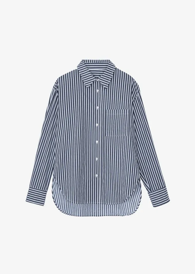 The Frankie Shop Lui Cotton Shirt 8211 Navy Stripe Women Tops