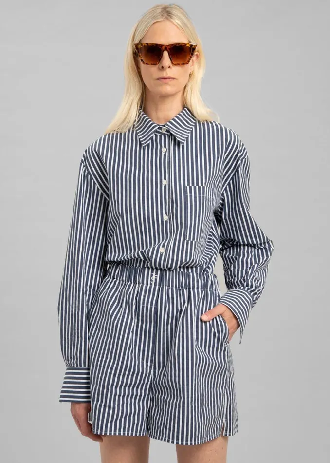 The Frankie Shop Lui Cotton Shirt 8211 Navy Stripe Women Tops