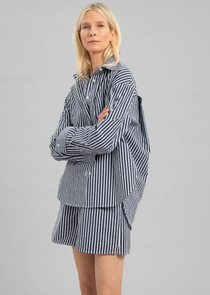 The Frankie Shop Lui Cotton Shirt 8211 Navy Stripe Women Tops