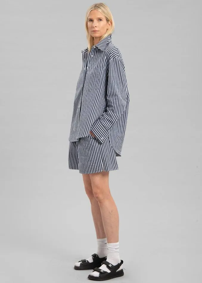 The Frankie Shop Lui Cotton Shirt 8211 Navy Stripe Women Tops