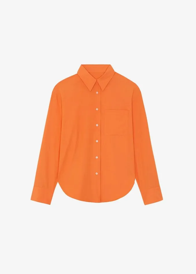 The Frankie Shop Lui Cotton Shirt 8211 Tangerine Women Tops