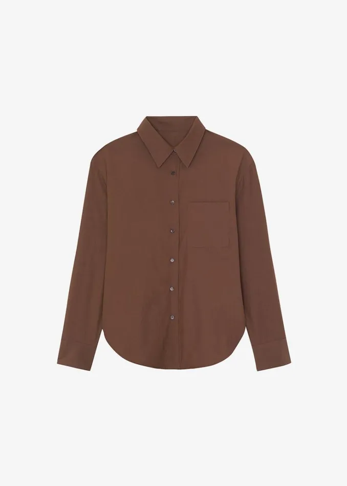 The Frankie Shop Lui Organic Cotton Shirt 8211 Chocolate Women Clothing