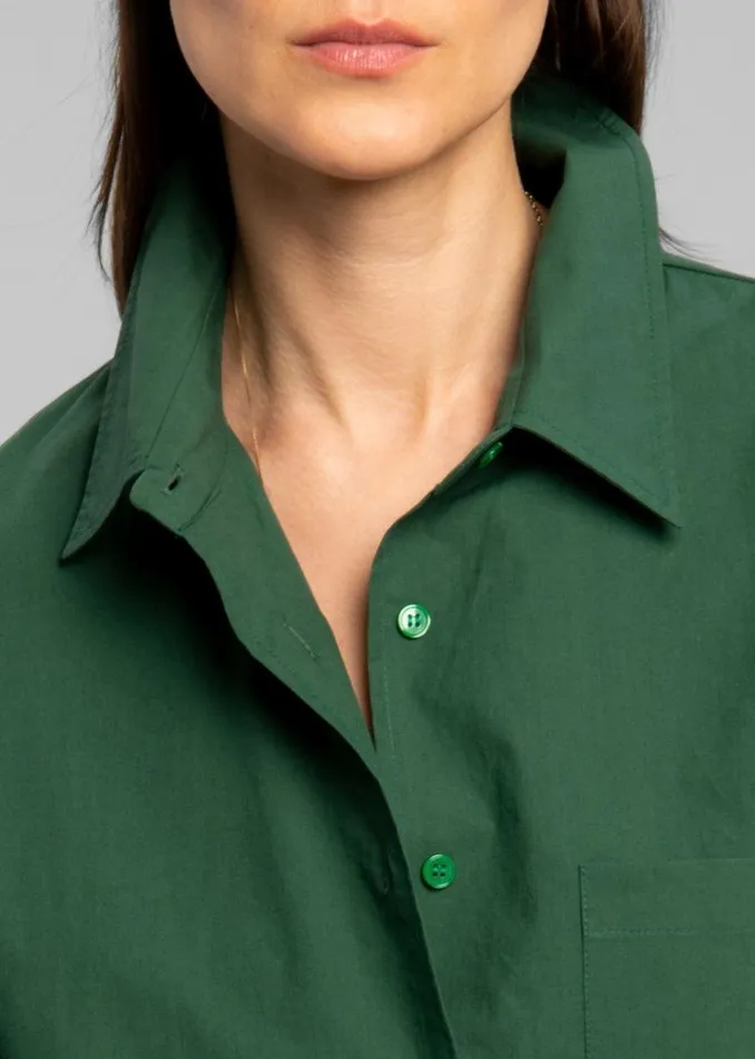 The Frankie Shop Lui Organic Cotton Shirt 8211 Hunter Green Women Clothing