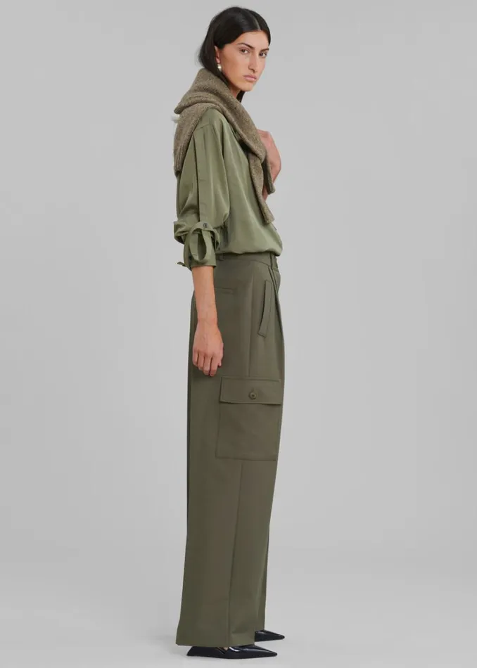 The Frankie Shop Maesa Cargo Pants 8211 Olive Women Clothing