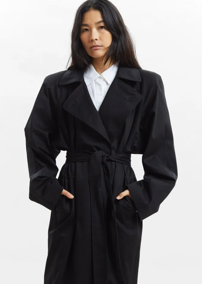 The Frankie Shop Marisol Box Shoulder Trench 8211 Black Women Clothing