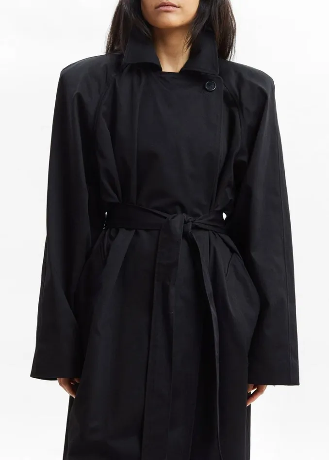 The Frankie Shop Marisol Box Shoulder Trench 8211 Black Women Clothing