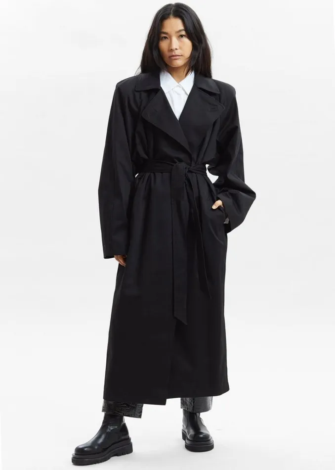 The Frankie Shop Marisol Box Shoulder Trench 8211 Black Women Clothing