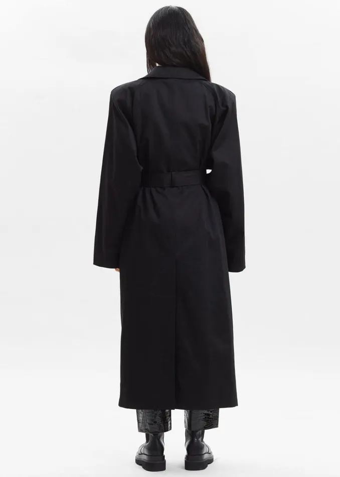 The Frankie Shop Marisol Box Shoulder Trench 8211 Black Women Clothing