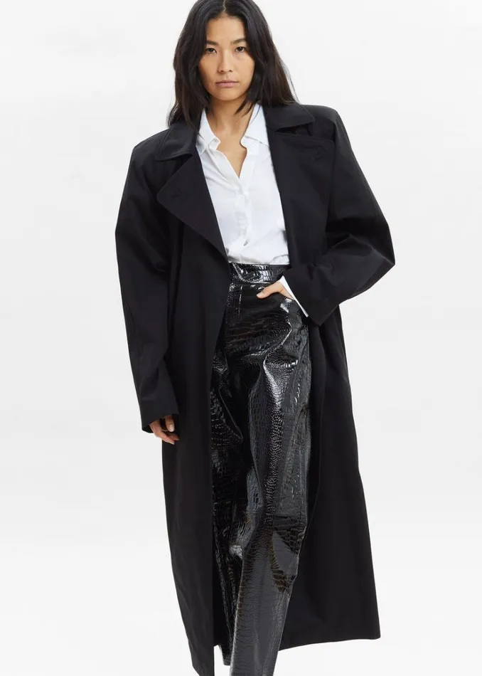 The Frankie Shop Marisol Box Shoulder Trench 8211 Black Women Clothing