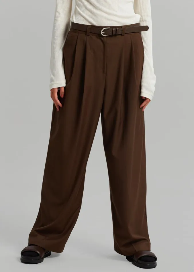 The Frankie Shop Mavo Pleated Pants 8211 Brown Women Clothing