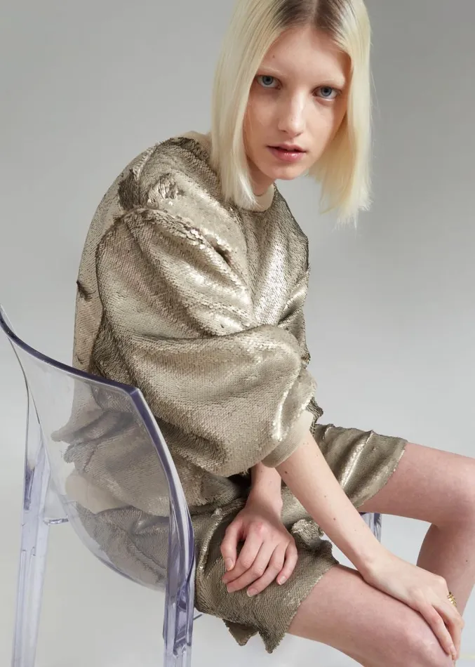 The Frankie Shop Metz Sequins Sweatshirt 8211 Bronze Women Clothing