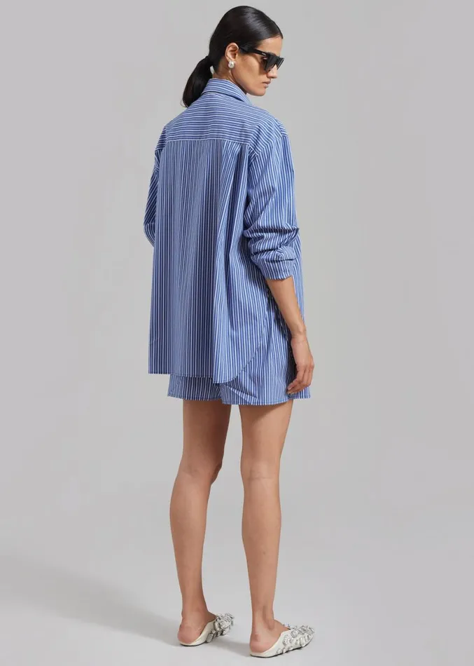The Frankie Shop Mirca Boxer Shorts 8211 Blue Multi Stripe Women Clothing