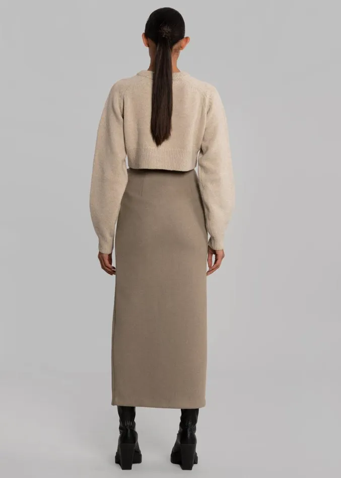 The Frankie Shop Neasi WoolBlend Pencil Skirt 8211 Taupe Women Clothing