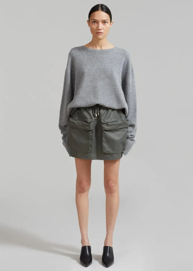 The Frankie Shop Neta Pocket Mini Skirt 8211 Olive Women Clothing