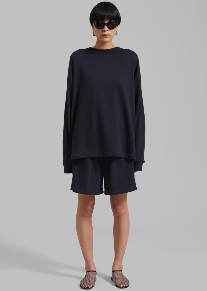 The Frankie Shop Newton Long Sleeves Sweat Tee 8211 Black WomenMen Loungewear