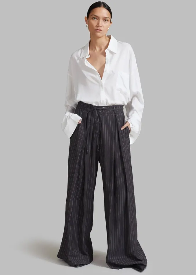 The Frankie Shop Noor Wide Pants 8211 Grey Pinstripe Women Clothing