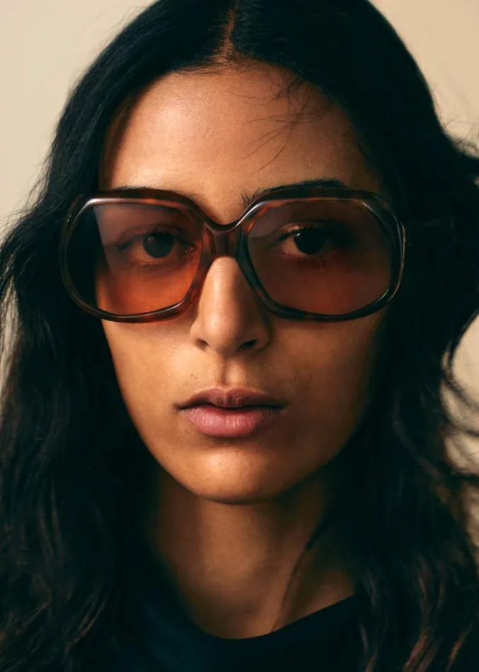The Frankie Shop Port Tanger Yamina Sunglasses 8211 Oliban Acetate Amber Lens Women Accessories