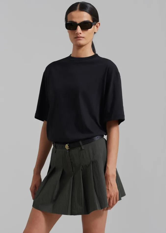 The Frankie Shop Rachael Pleated Mini Skirt 8211 Charcoal Women Bottoms