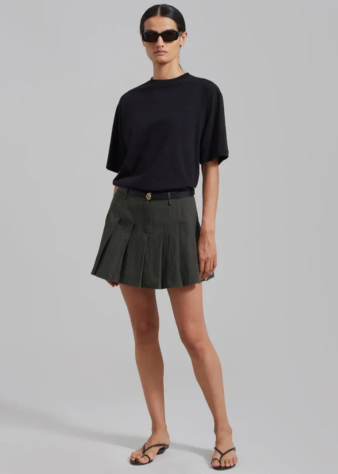 The Frankie Shop Rachael Pleated Mini Skirt 8211 Charcoal Women Bottoms