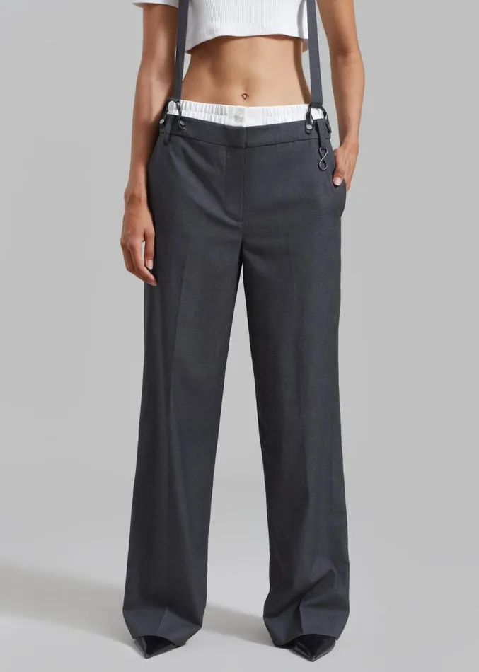The Frankie Shop REMAIN Suspender Trousers 8211 Castlerock Women Bottoms