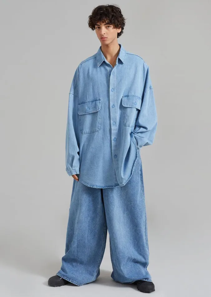 The Frankie Shop Sasha Men Wide Leg Jeans 8211 Worn Wash Men Clothing