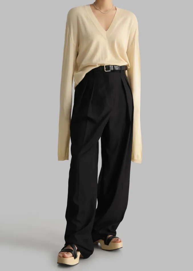 The Frankie Shop Sion Pintuck Trousers 8211 Black Women Clothing