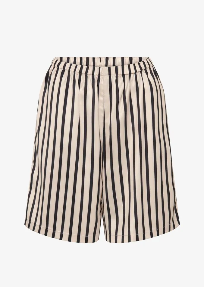 The Frankie Shop Solaqua Silk Shorts 8211 Ecru With Black Stripes Women Clothing