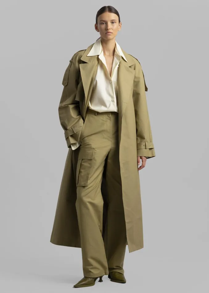 The Frankie Shop Suzanne Trench Coat 8211 Khaki Women Outerwear