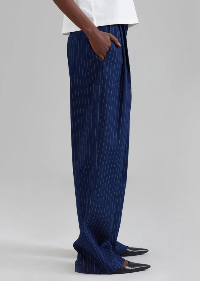 The Frankie Shop Tansy Denim Pants 8211 Navy Pinstripe Women Clothing