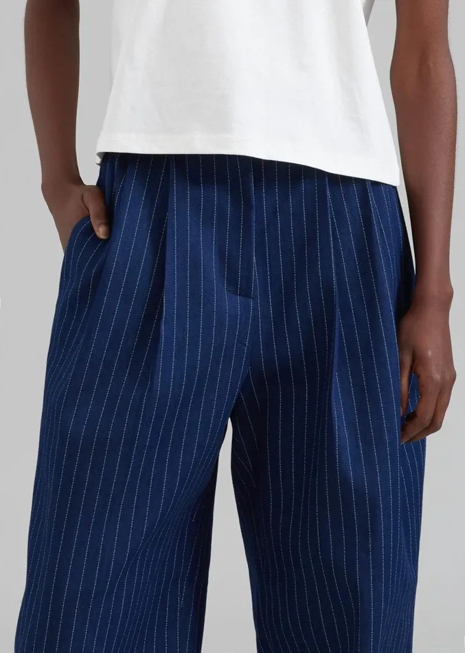 The Frankie Shop Tansy Denim Pants 8211 Navy Pinstripe Women Clothing