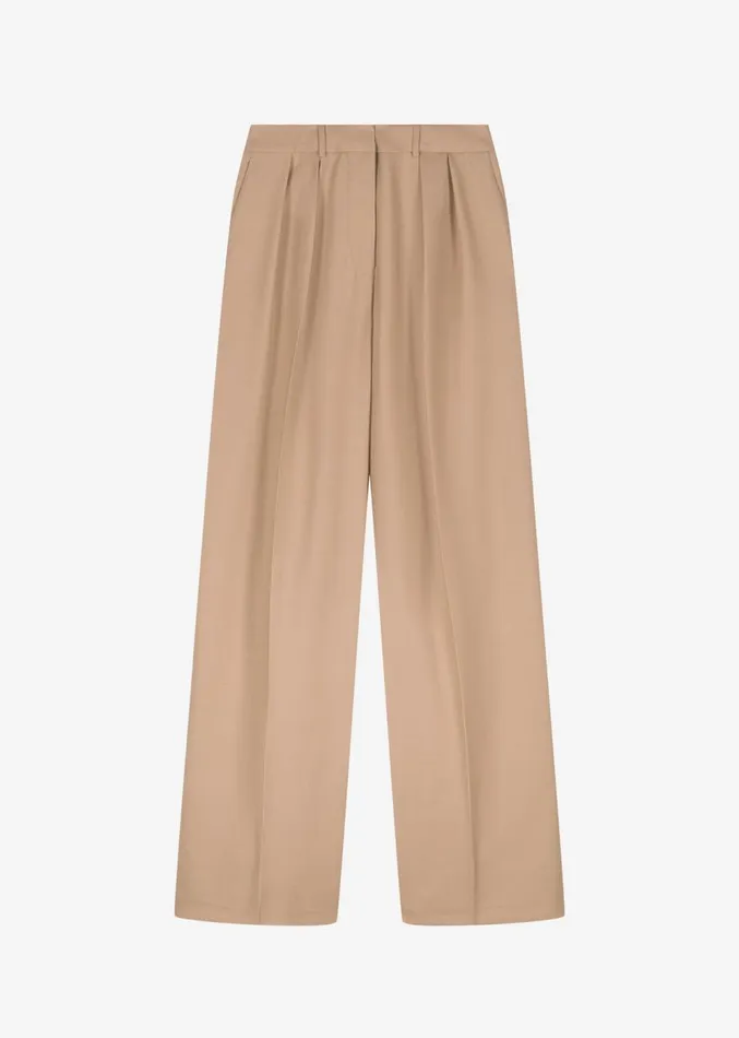 The Frankie Shop Tansy Pleated Twill Trousers 8211 Camel Women Clothing