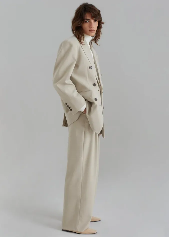The Frankie Shop Vance Double Breasted Blazer 8211 Beige Women Outerwear