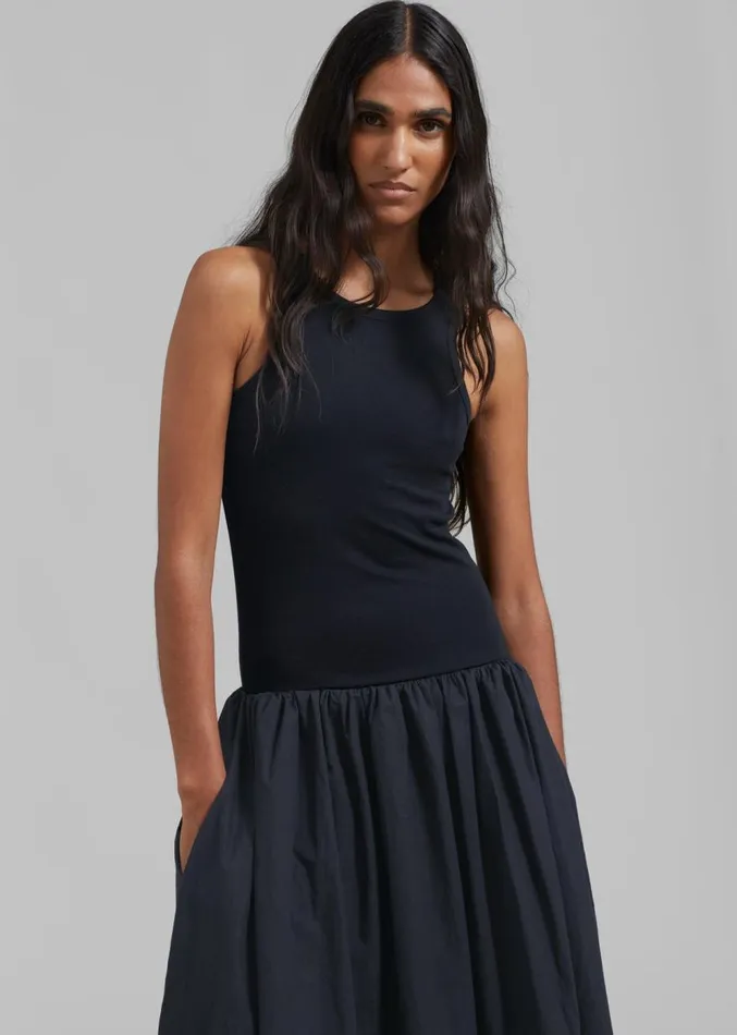 The Frankie Shop Violette Ballerina Maxi Dress 8211 Navy Women Clothing
