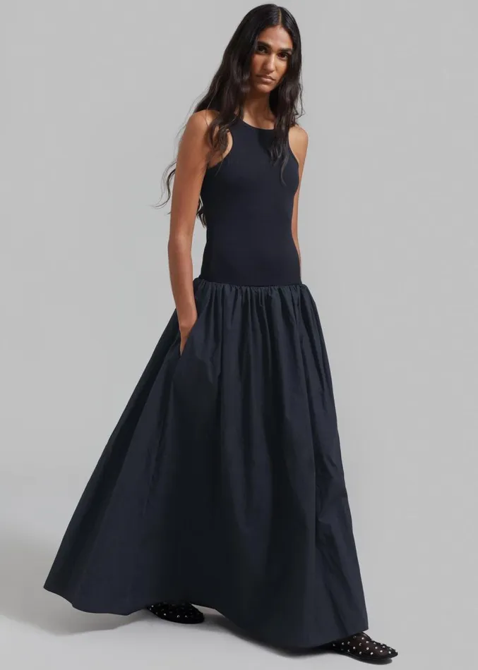 The Frankie Shop Violette Ballerina Maxi Dress 8211 Navy Women Clothing