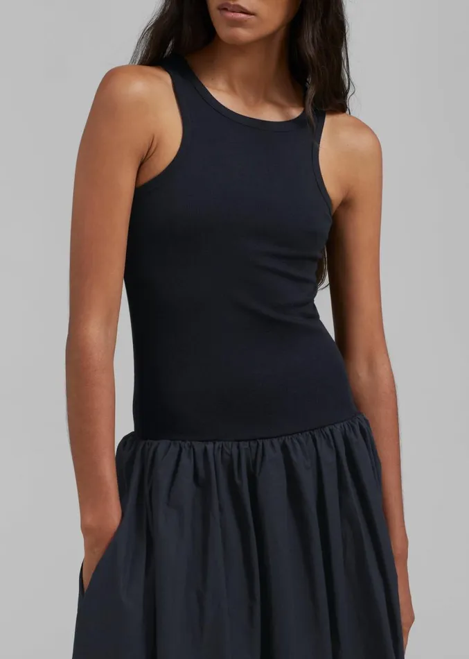 The Frankie Shop Violette Ballerina Maxi Dress 8211 Navy Women Clothing