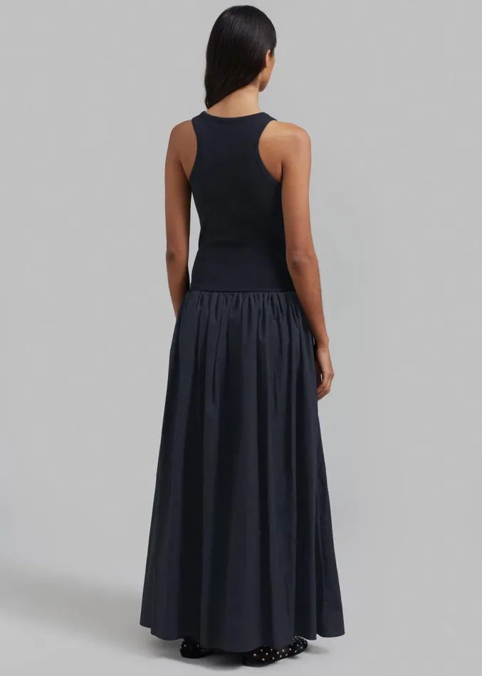 The Frankie Shop Violette Ballerina Maxi Dress 8211 Navy Women Clothing