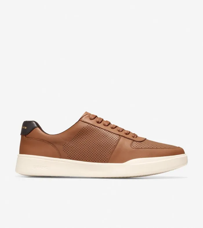 Trainers Men Cole Haan Grand Crosscourt Modern Tennis Sneaker British Tan Perforateddark Brown