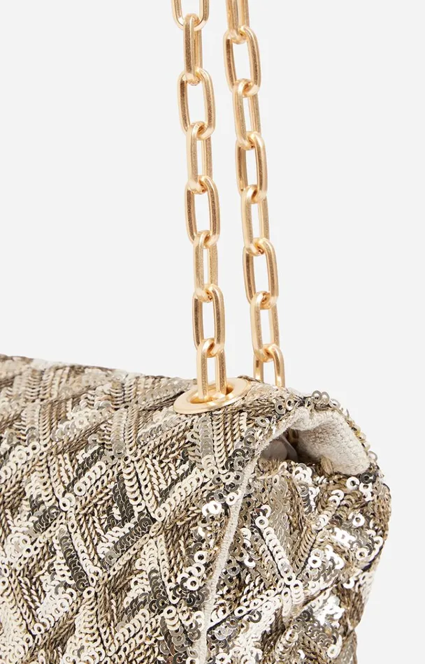 Vanessa Bruno Crossbody Bags Women Sequined Nano Moon Bag Or Pale Vanessa Bruno Crossbody Bags Women Sequined Nano Moon Bag Or Pale